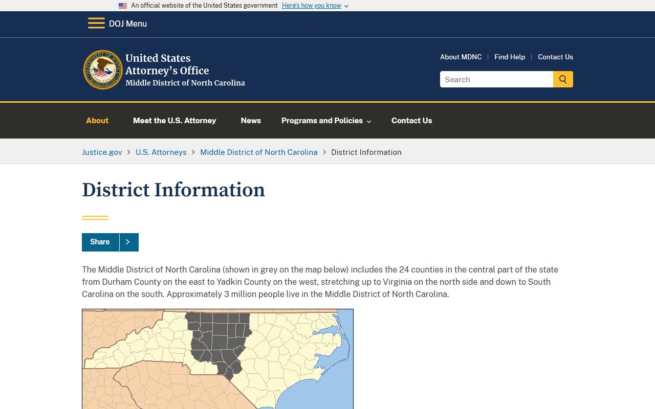 Person County Clerk of Superior Court records U.S. Attorney Middle District information