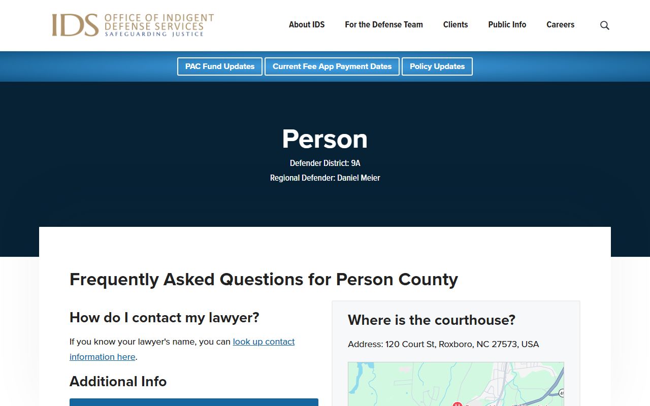 Person County arrest records and court charges Indigent Defense Services Person County page