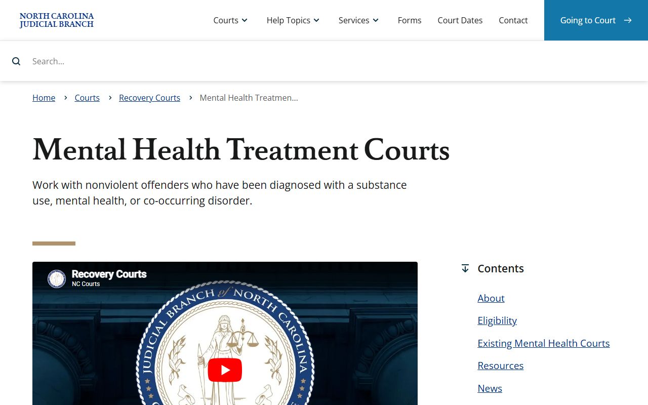 Person County court dockets Mental Health Treatment Courts page