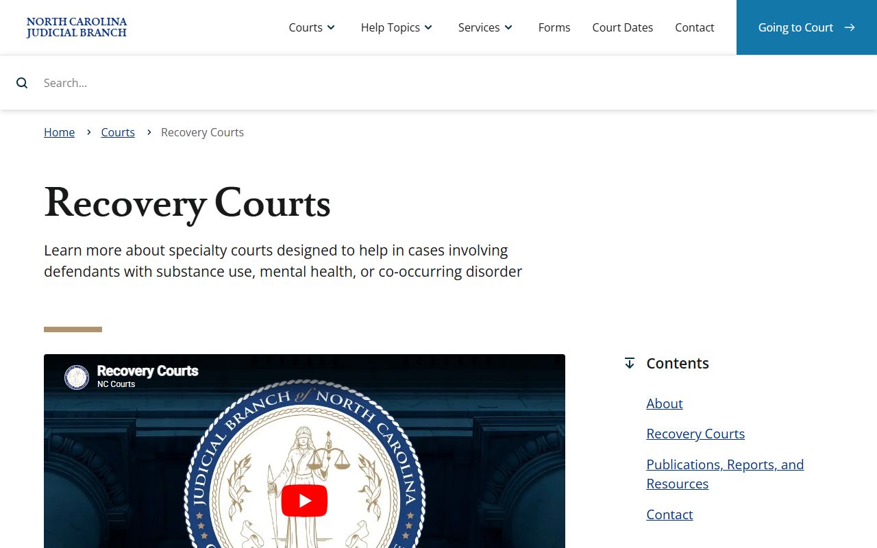 Person County court dockets North Carolina Recovery Courts overview