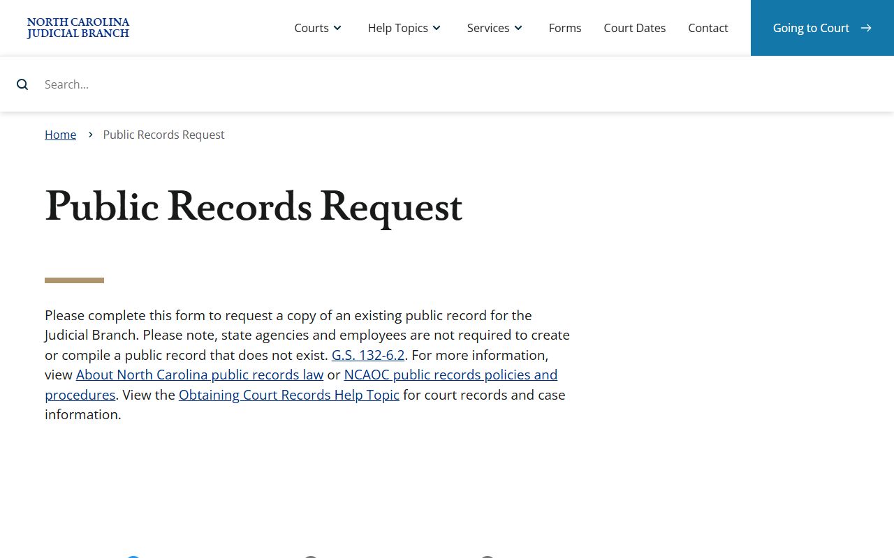 Person County court records Judicial Branch public record request form