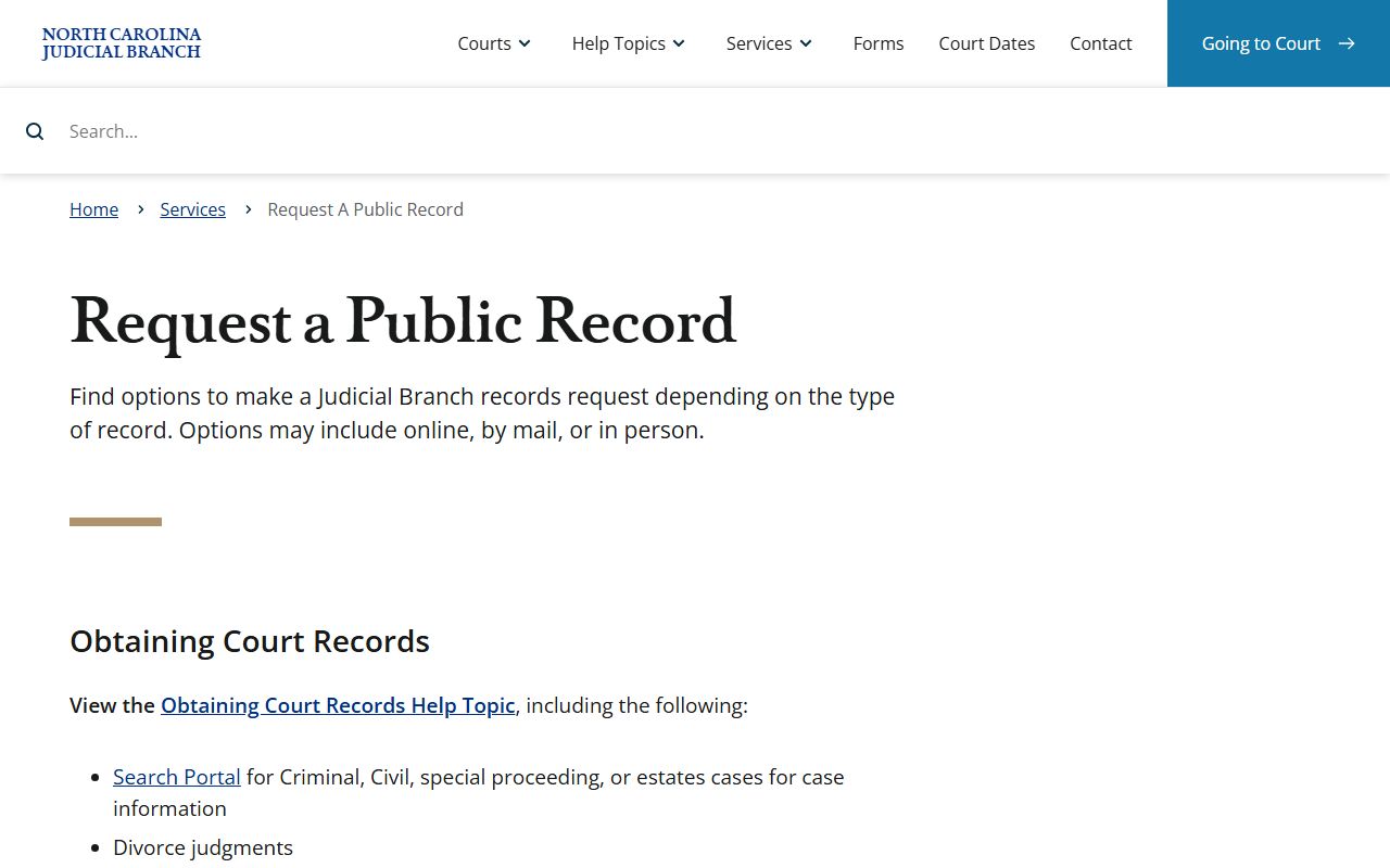 Person County court records public record routing service
