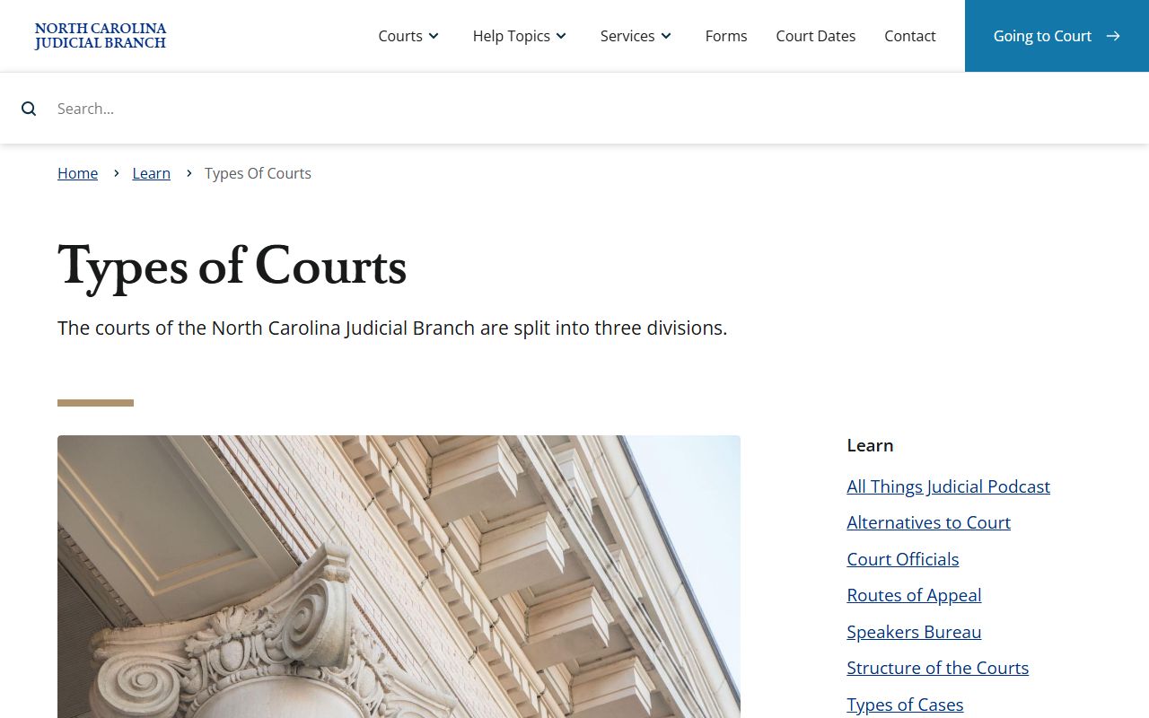 Person County trial court records North Carolina court types