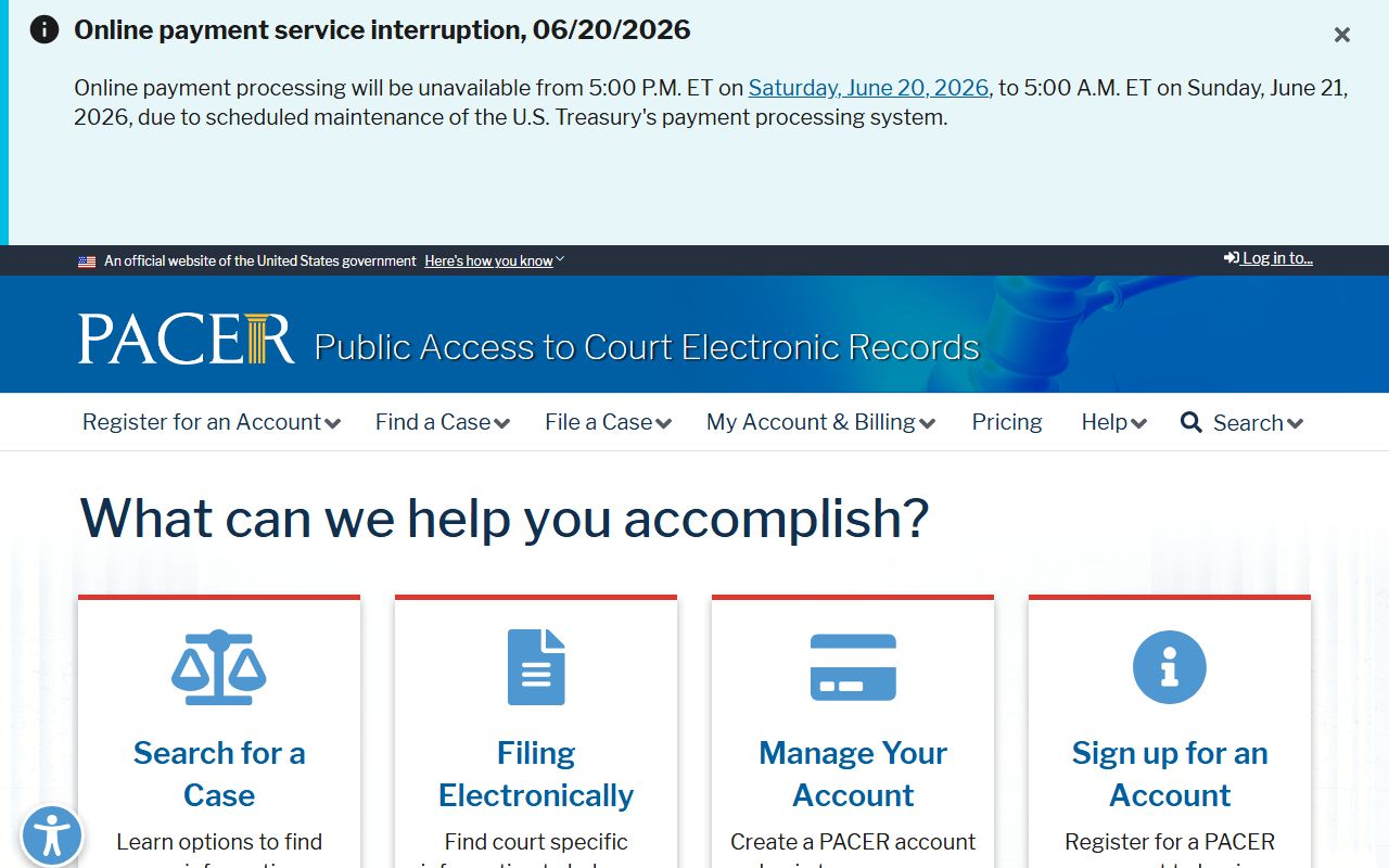 Person County trial court records PACER service center