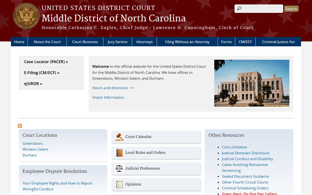 Person County trial court records U.S. District Court Middle District of North Carolina