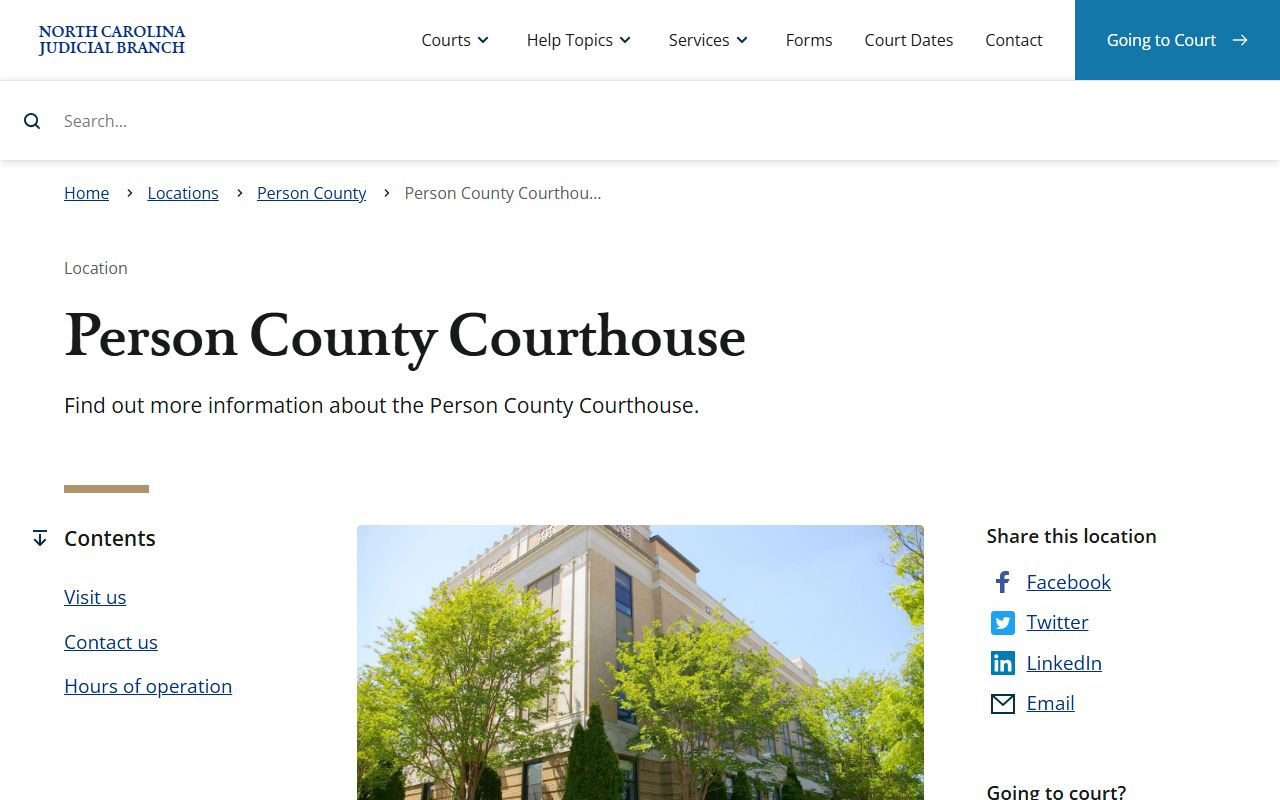 Person County court records courthouse address and hours